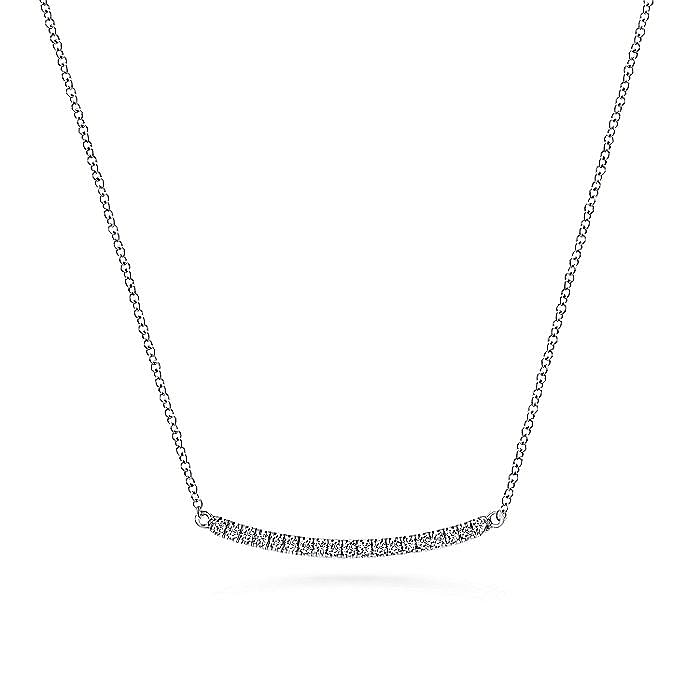 Gabriel & Co. 14K White Gold Diamond Pavé Curved Bar Necklace