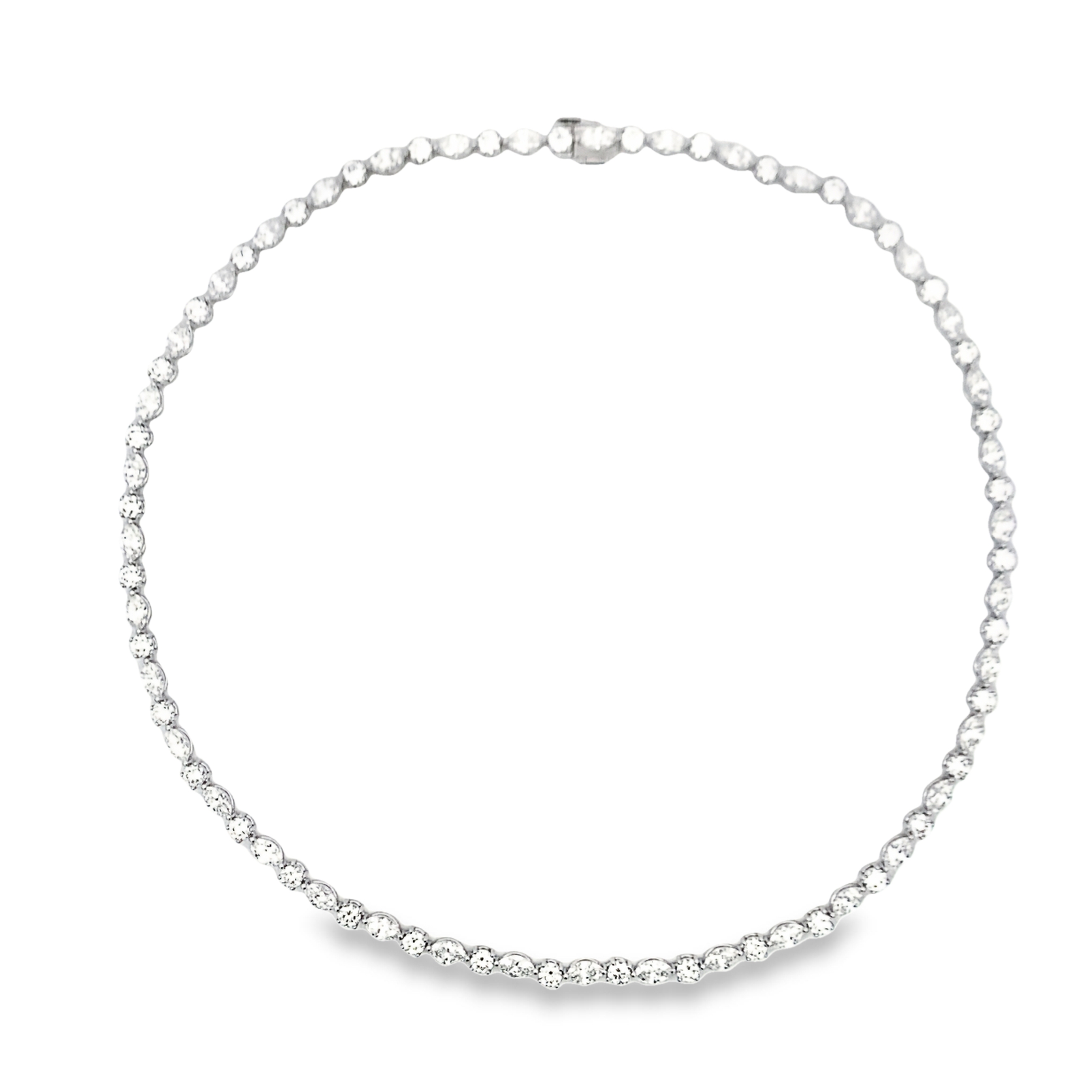 Norman Silverman 18K White Gold Alternating Shape Diamond Tennis Necklace
