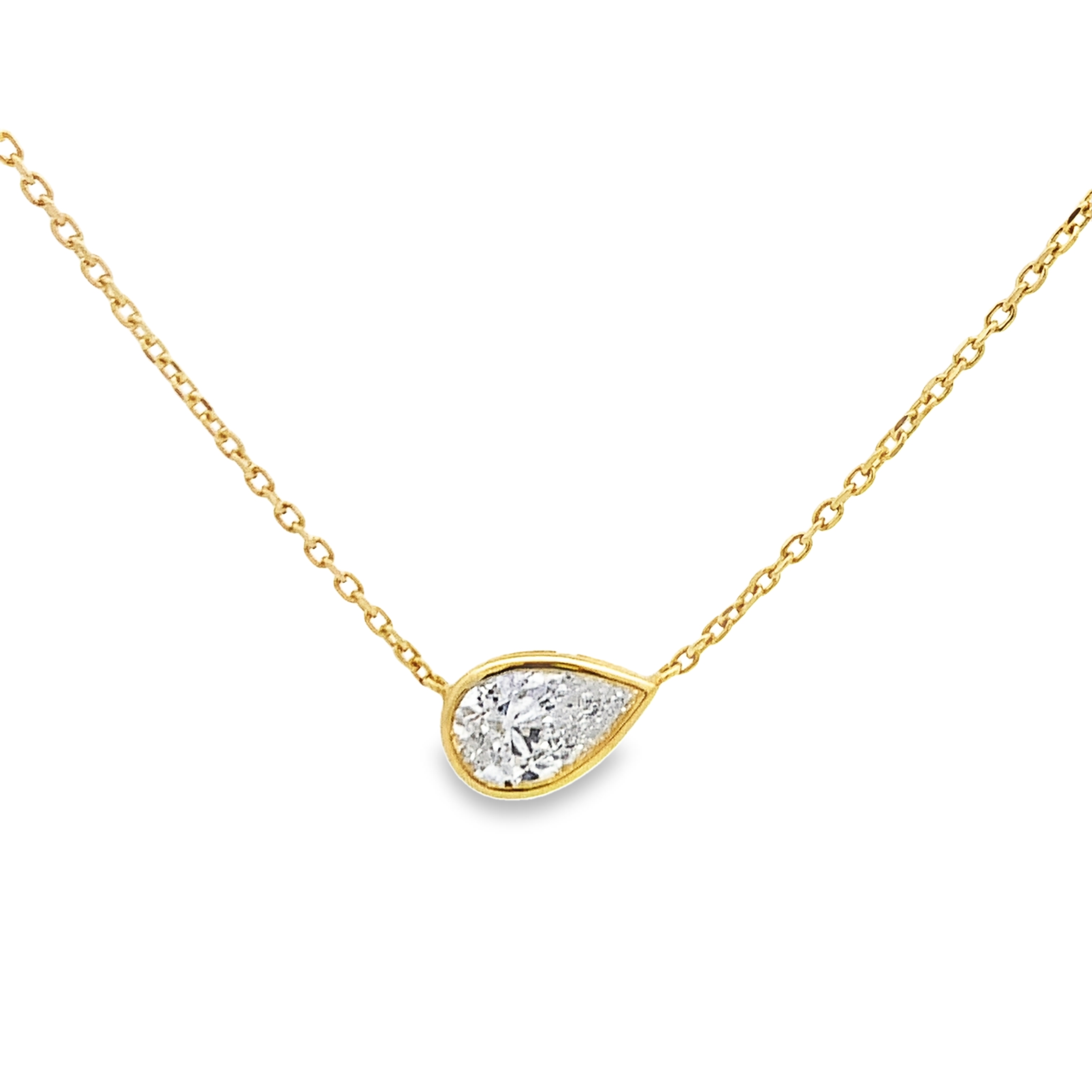 Norman Silverman 18K Yellow Gold Pear Diamond Bezel Necklace