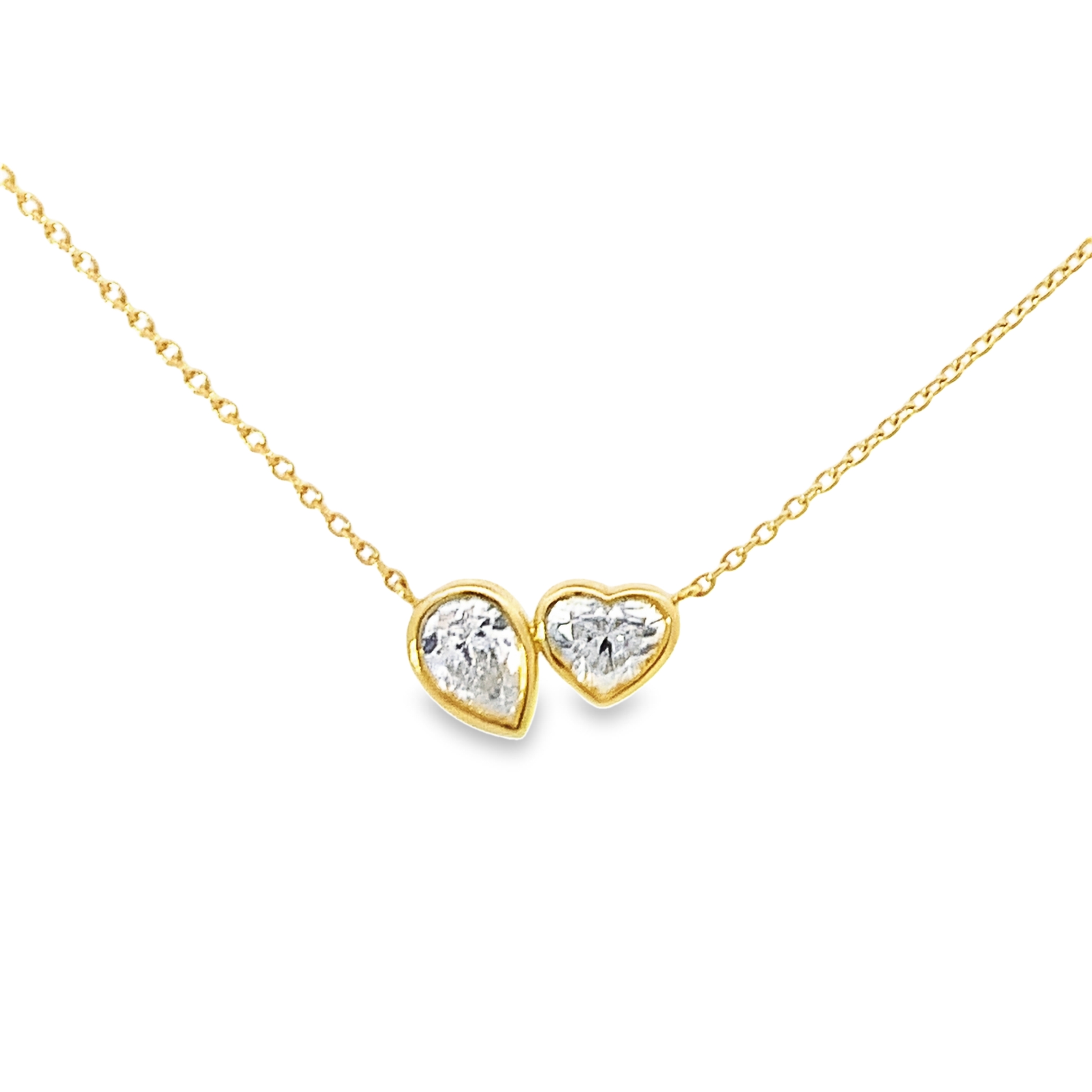 Norman Silverman 18K Yellow Gold Diamond Twin Bezel Necklace