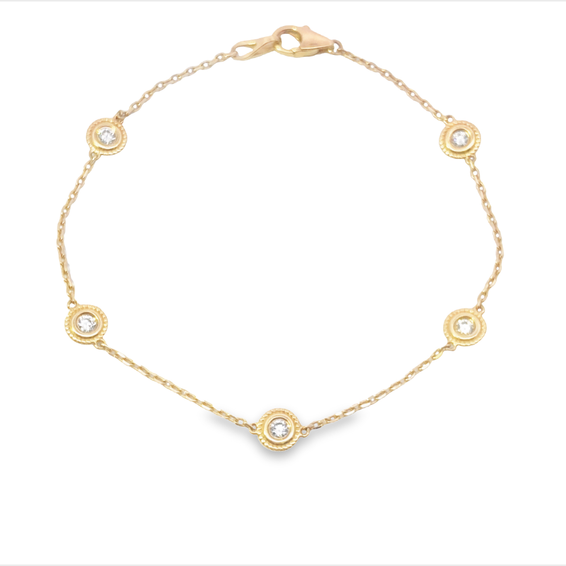 14K Yellow Gold Diamond Bracelet with 5 Round Diamonds .35ctw G-H SI 7
