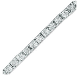 14K White Gold Tennis Bracelet with 63 Round Brilliant Cut Diamonds 4.00 Tcw H SI