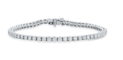 14K White Gold Tennis Bracelet with 45 Round Brilliant Cut Diamonds 8.29 Tcw H SI