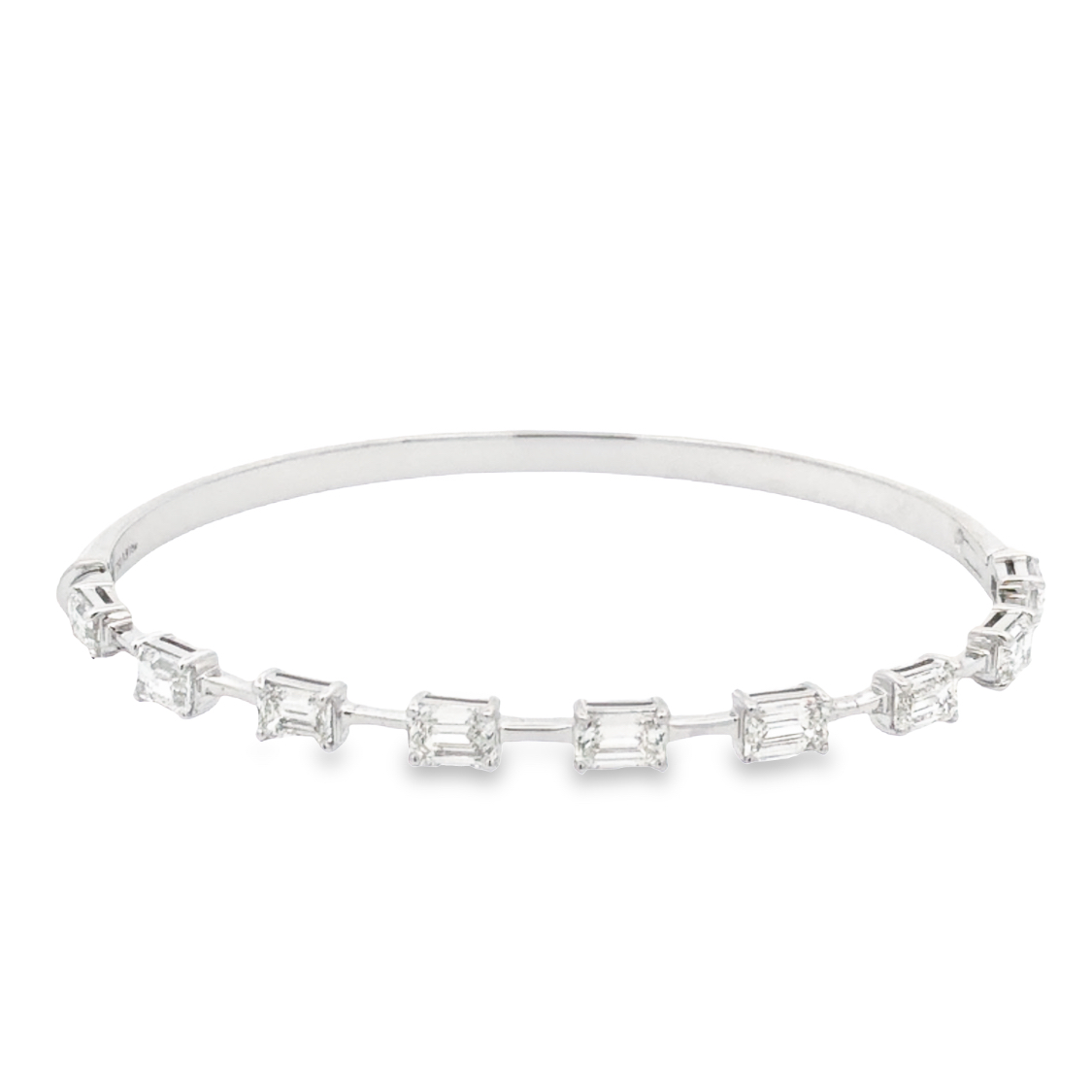 Norman Silverman 18K White Gold Bar Bracelet with 9 Emerald Cut Diamonds 3.91 TCW G-H VS