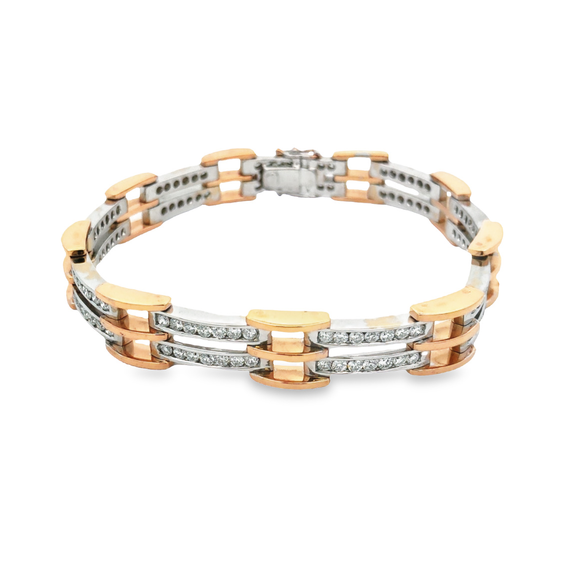 18K White and Rose Gold Men's Diamond Bracelet