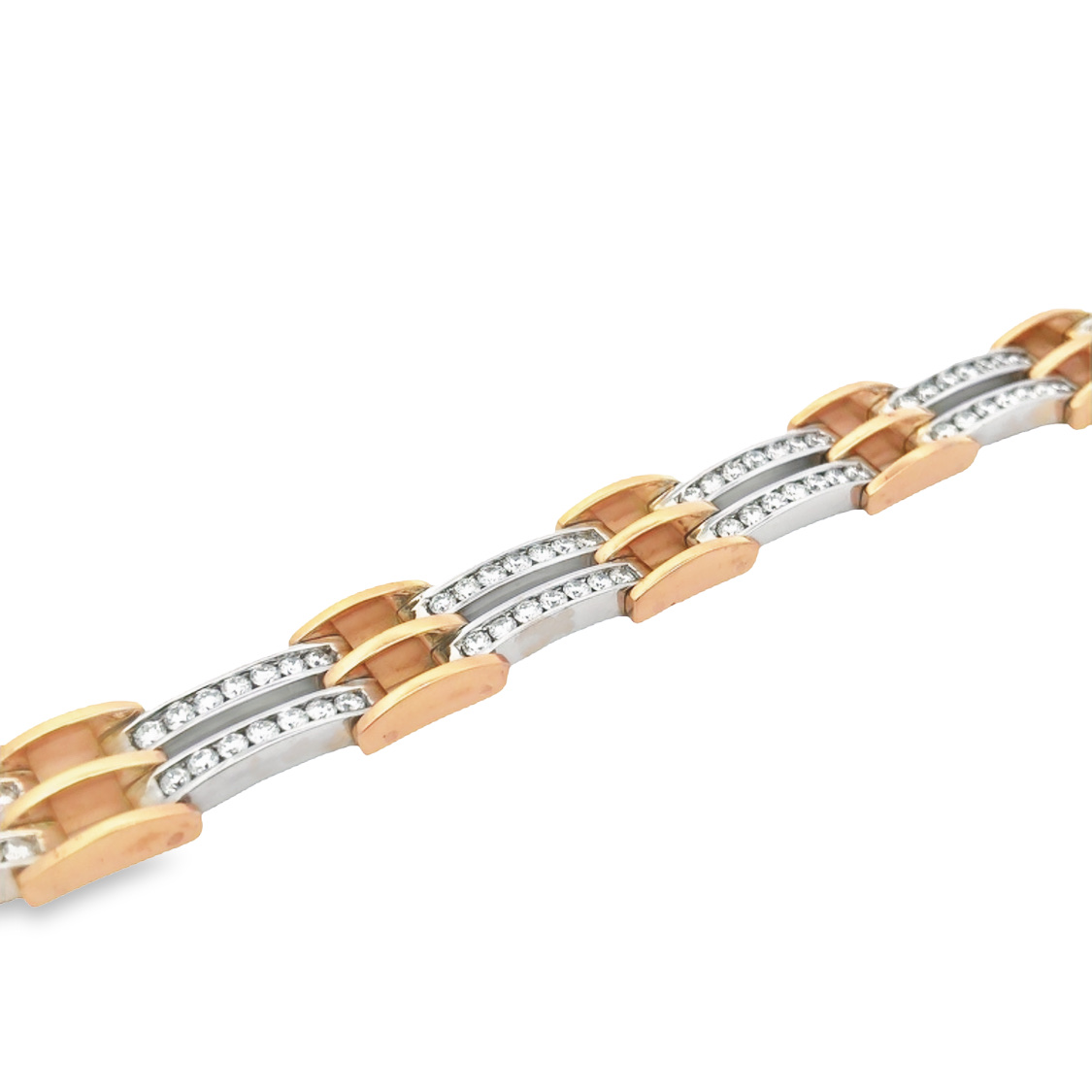18K White and Rose Gold Men's Diamond Bracelet
