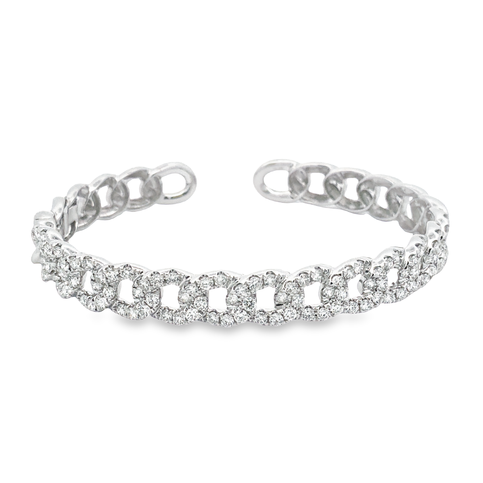 18K White Gold Chain Style Diamond Bangle Bracelet
