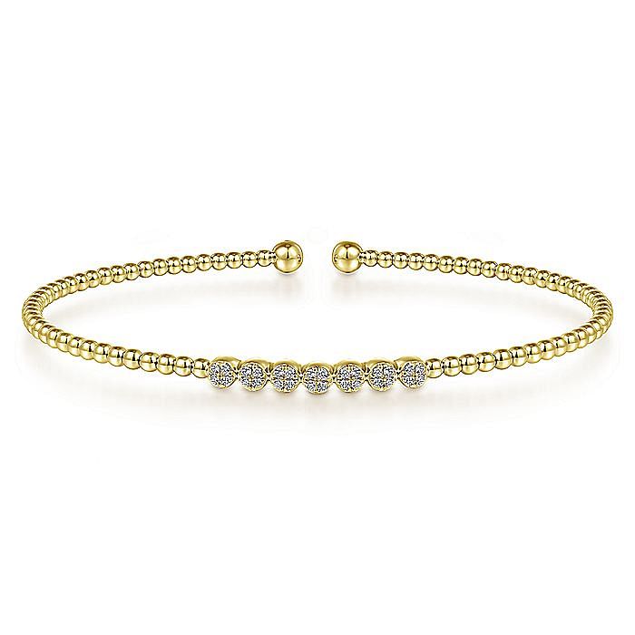 Gabriel & Co. 14K Yellow Gold Bujukan Diamond Bead Cuff Bracelet