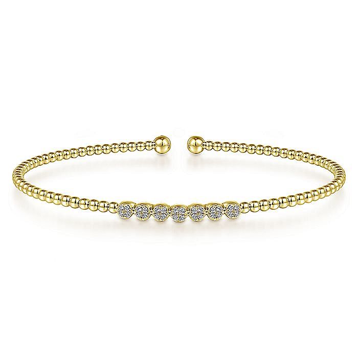 Gabriel & Co. 14K Yellow Gold Bujukan Diamond Bead Cuff Bracelet