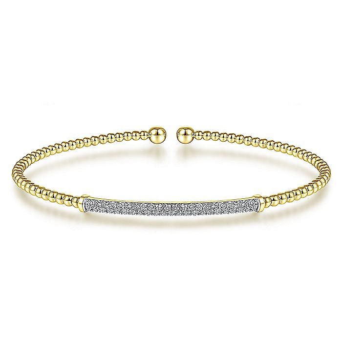 Gabriel & Co.14K Yellow Gold Bujukan Split Cuff Diamond Bracelet