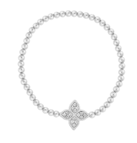 Roberto Coin 18K White Gold Diamond Princess Flower Stretch Bracelet with 12 Round Diamonds 0.17 CTW G-H SI
