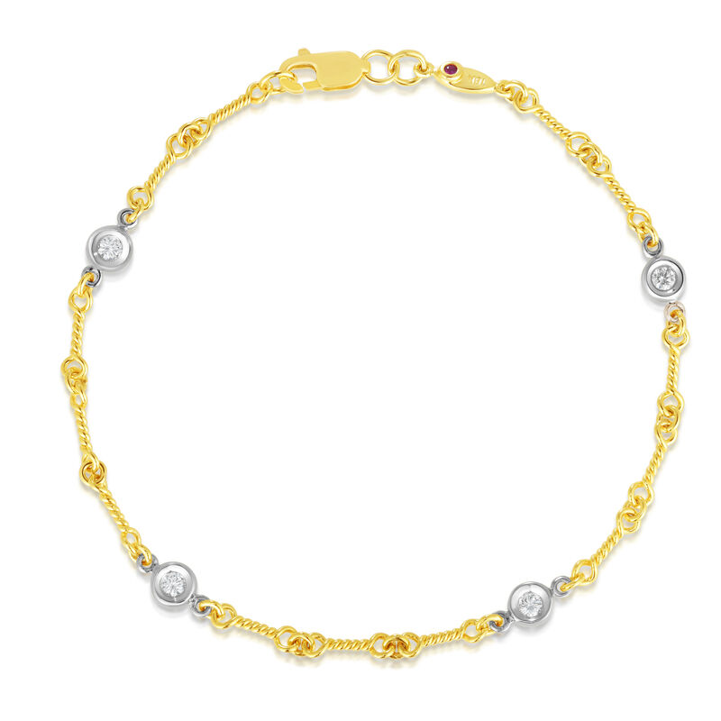 Roberto Coin 18K Yellow and White Gold Diamonds by the Inch 4 Station Dogbone Bracelet