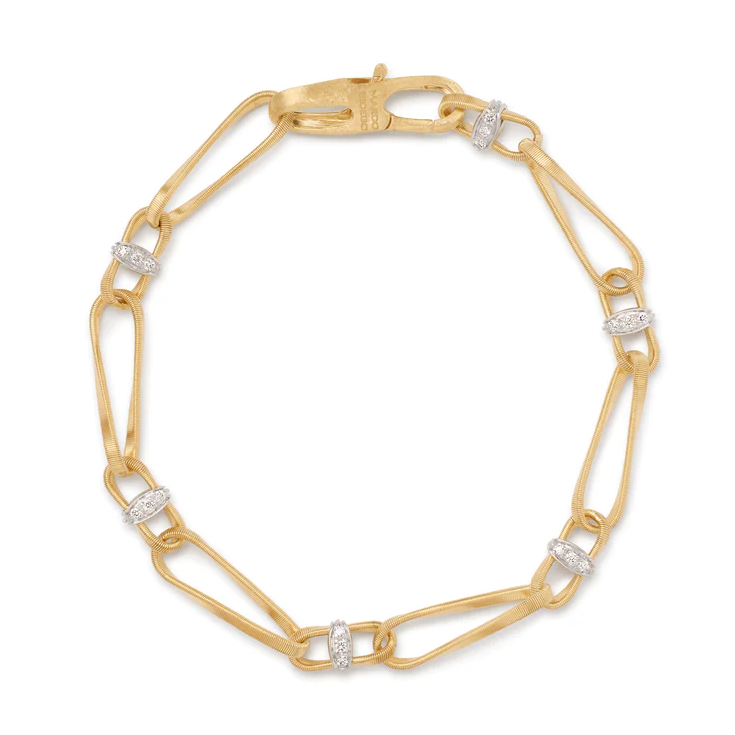Marco Bicego18K Yellow and White Gold Marrakech Onde Collection Twisted Coil Diamond Link Bracelet