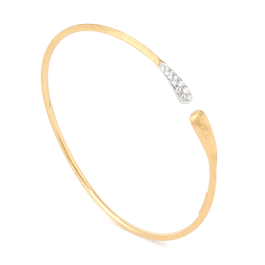 Marco Bicego 18K Yellow and White Gold Lucia Collection Diamond Kissing Cuff Bracelet