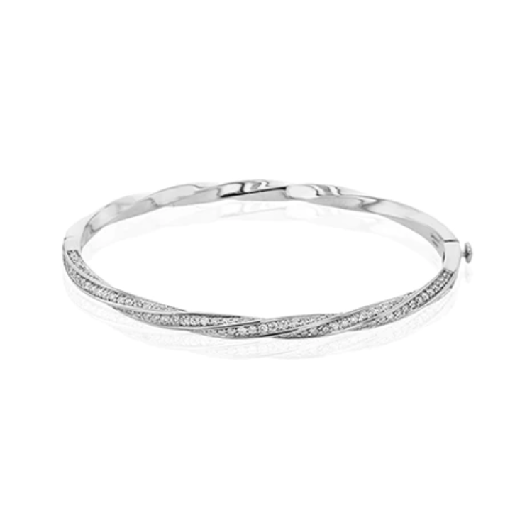 Simon G. 18K White Gold Twisted Diamond Bangle Bracelet