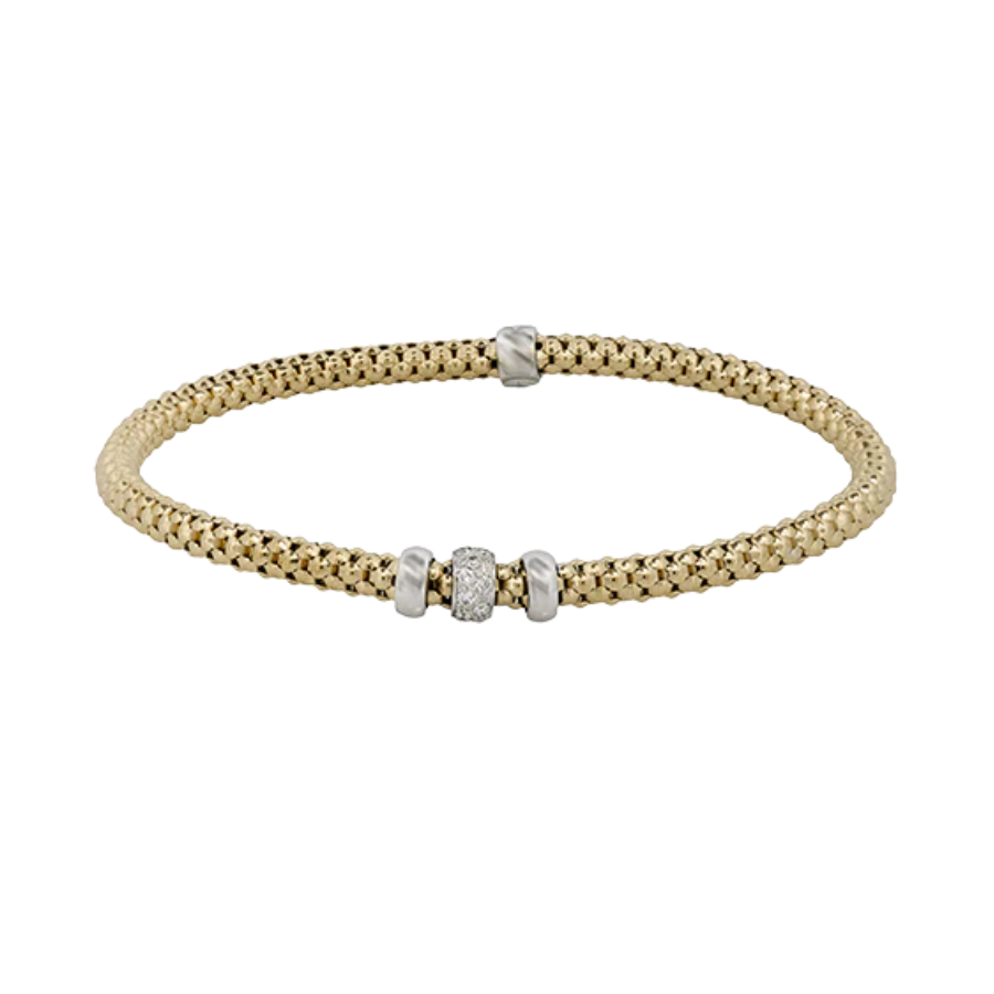 Simon G. 18 K Yellow & White Gold Diamond Woven Stretch Bracelet