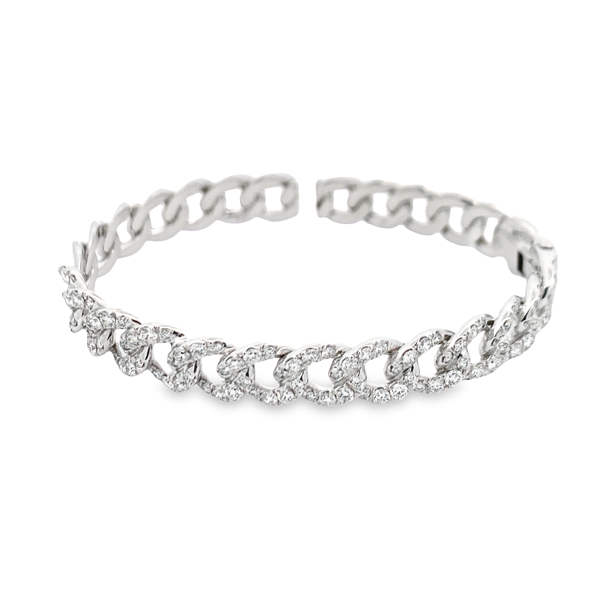Damaso 18K White Gold Diamond Cable-Style Bangle Bracelet