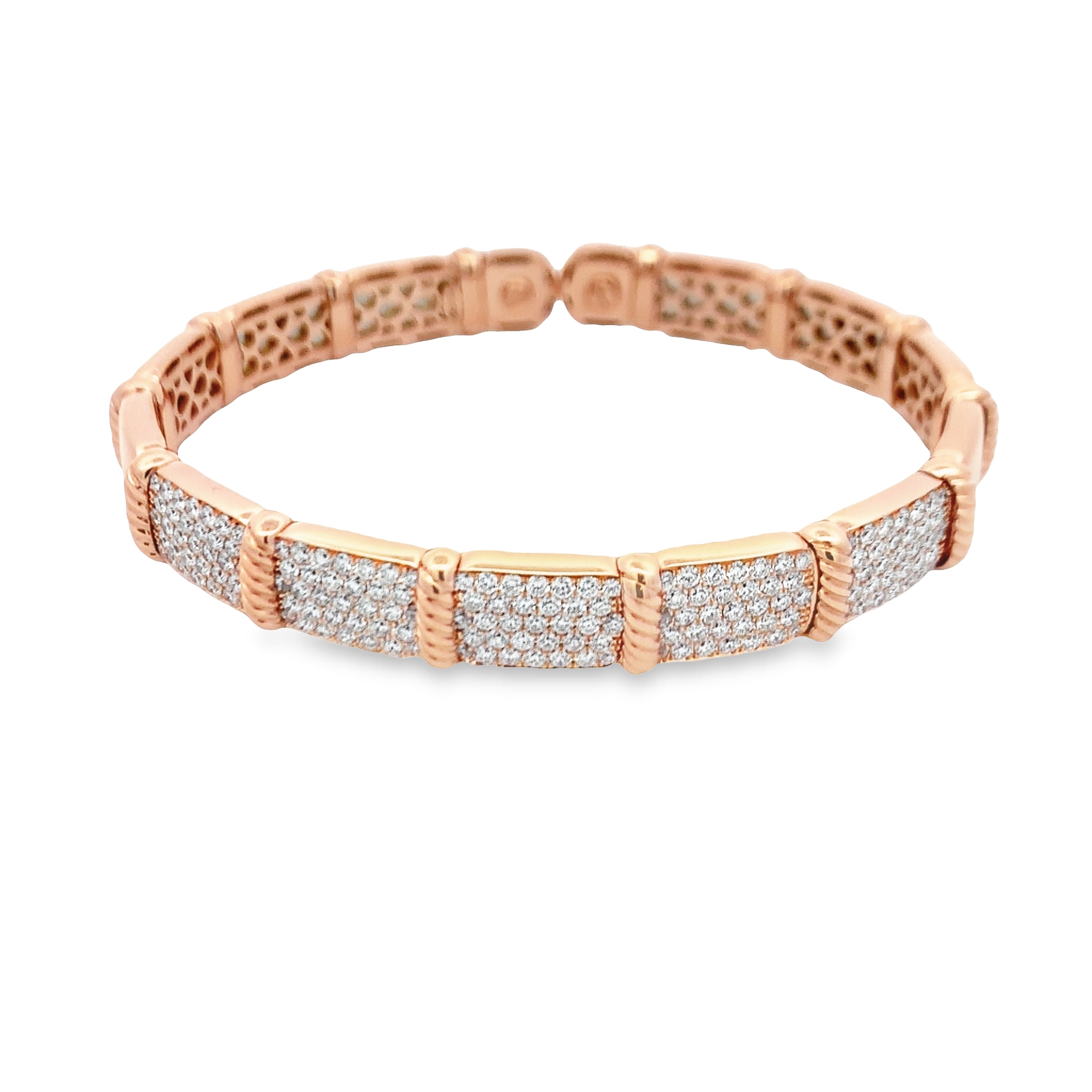 Damaso 18K Rosé Gold Diamond Link Bangle Bracelet