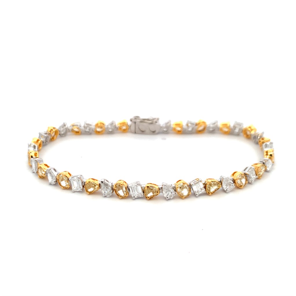 18K Yellow and White Gold Diamond Tennis Bracelet