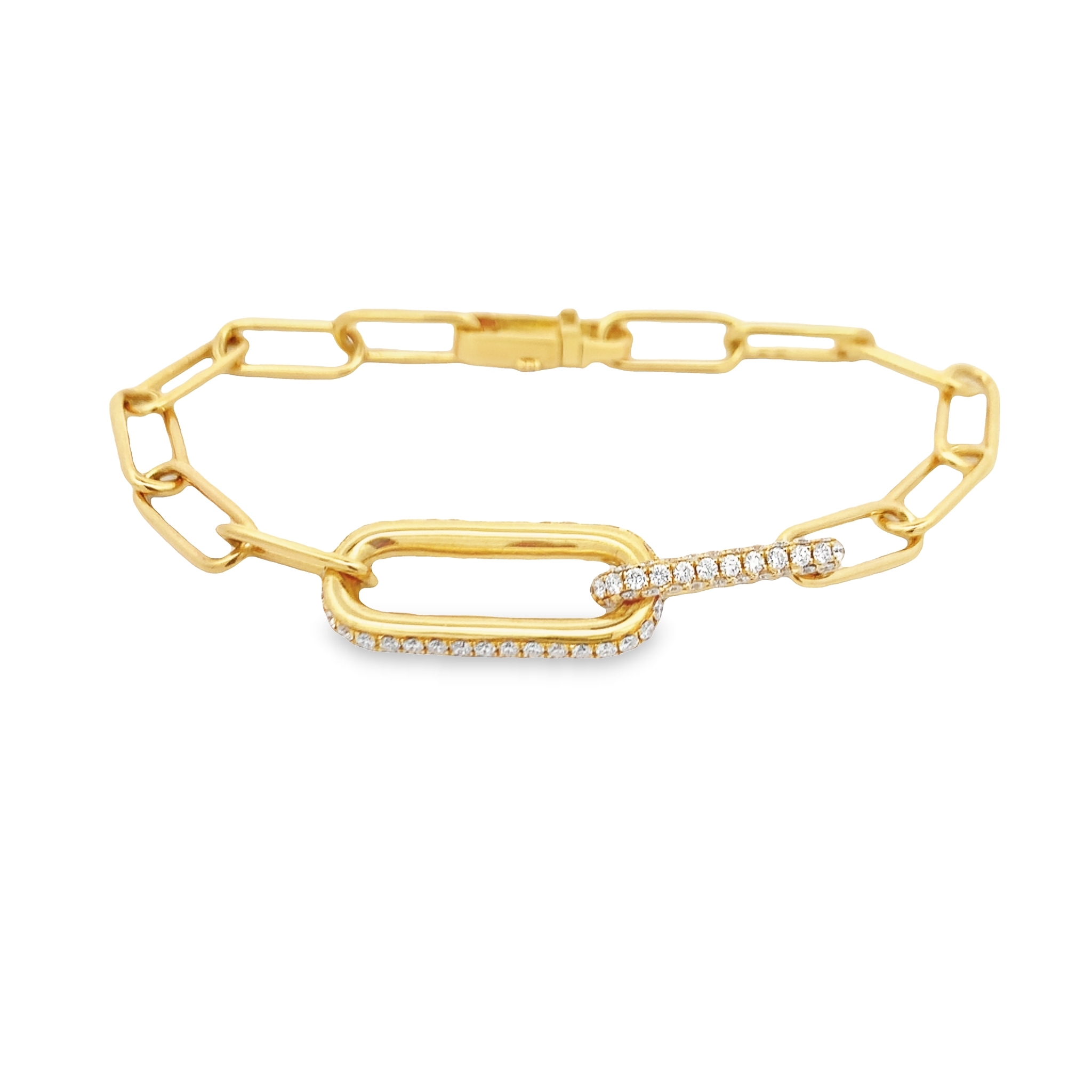 18K Yellow Gold Diamond Feature Link Bracelet