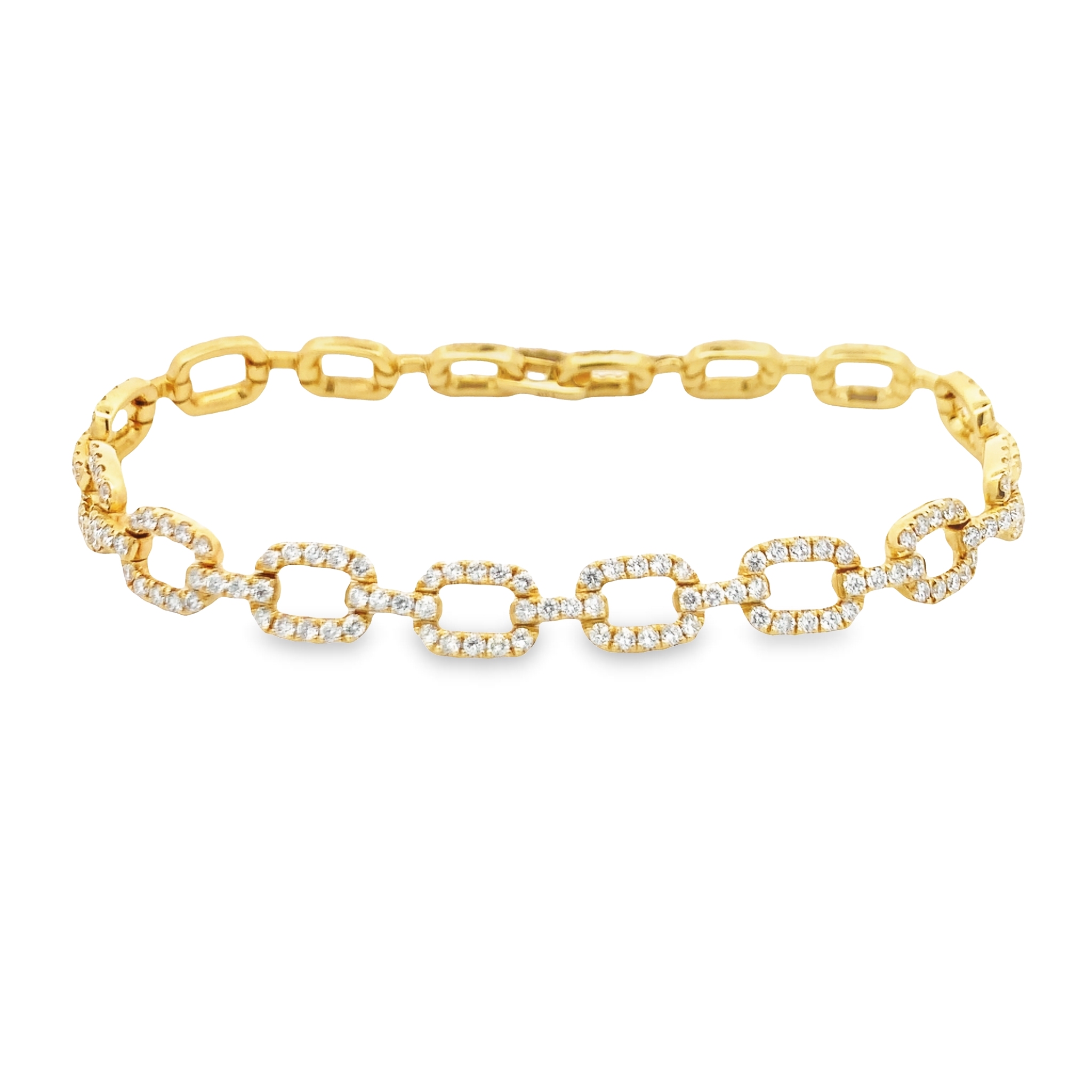 18K Yellow Gold Diamond Cable Link Style Bracelet