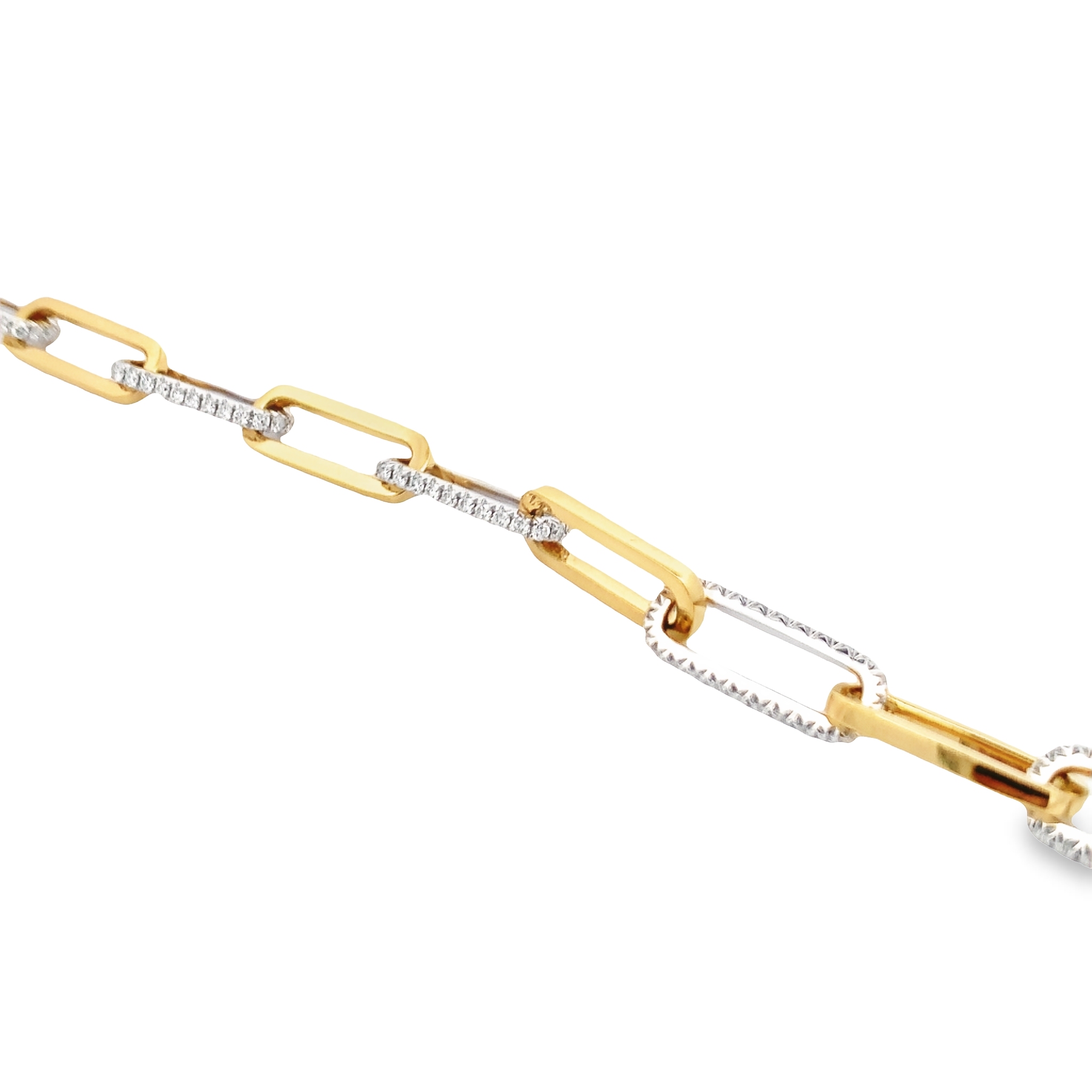 18K Yellow and White Gold Alternating Diamond Link Bracelet