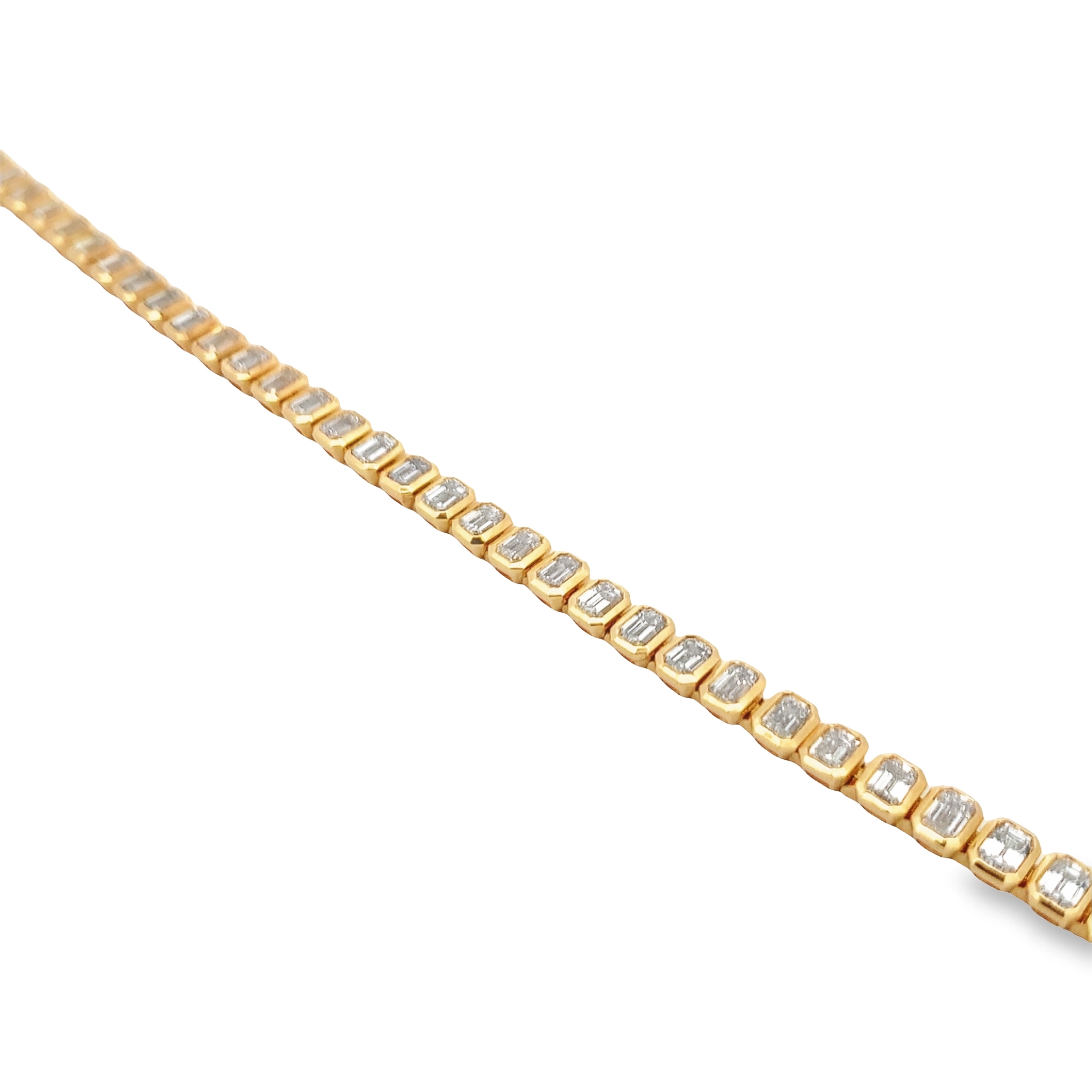 18K Yellow Gold Emerald Cut Diamond Tennis Bracelet