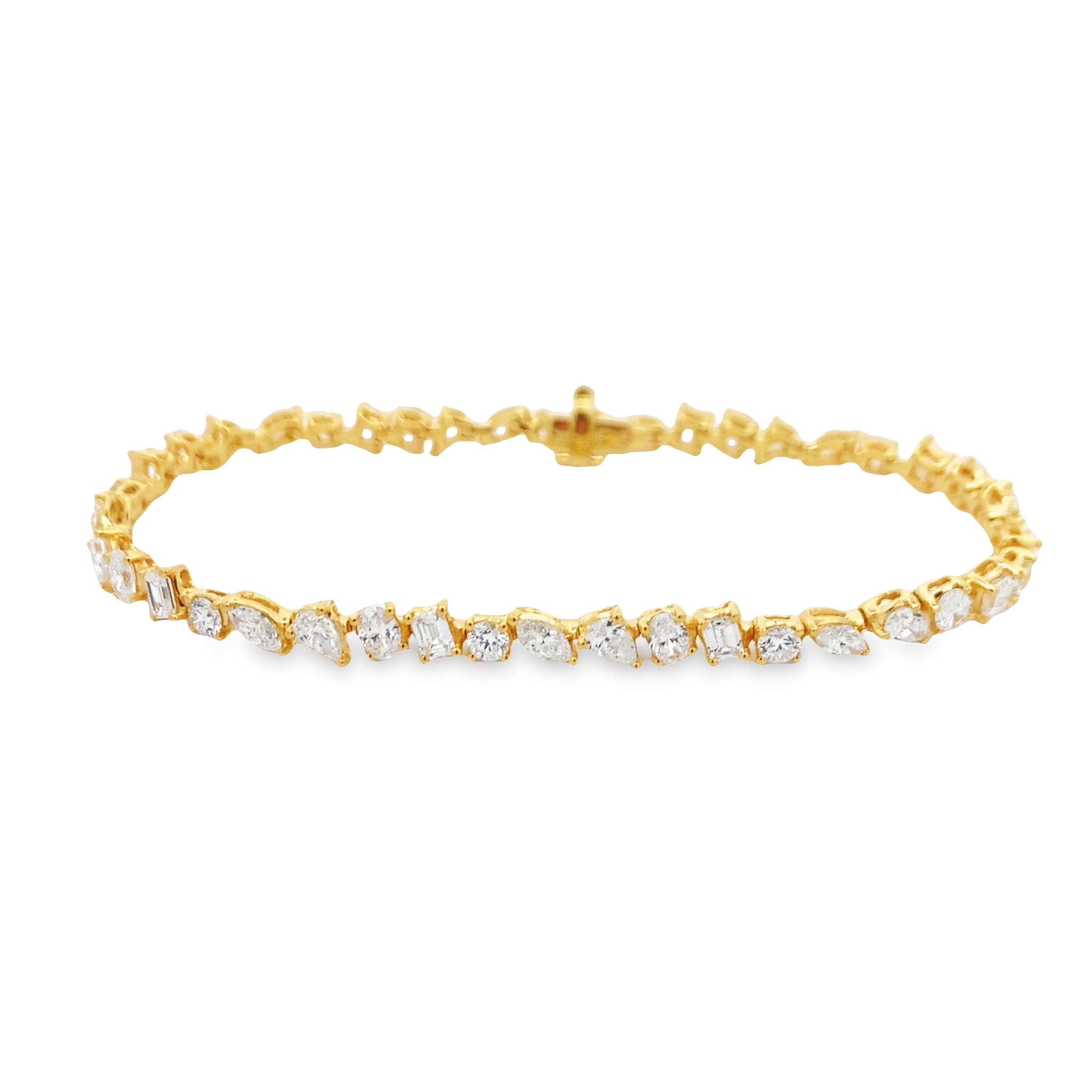 18K Yellow Gold Mixed Shape Diamond Tennis Bracelet