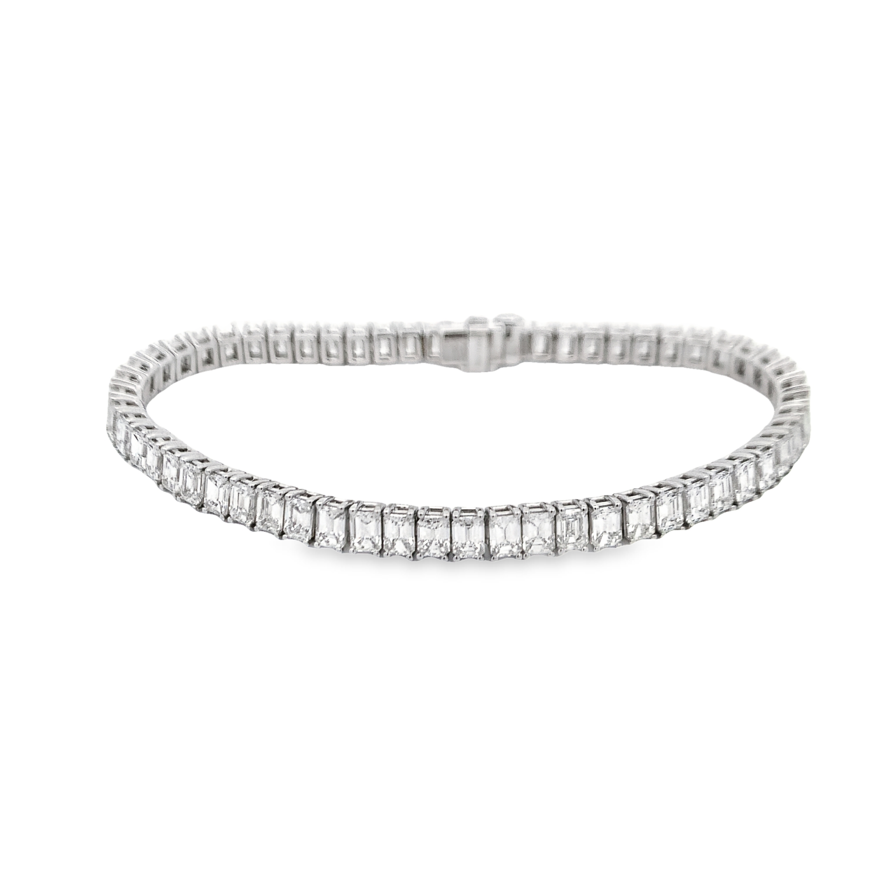 Norman Silverman 18K White Gold Emerald Cut Diamond Tennis Bracelet