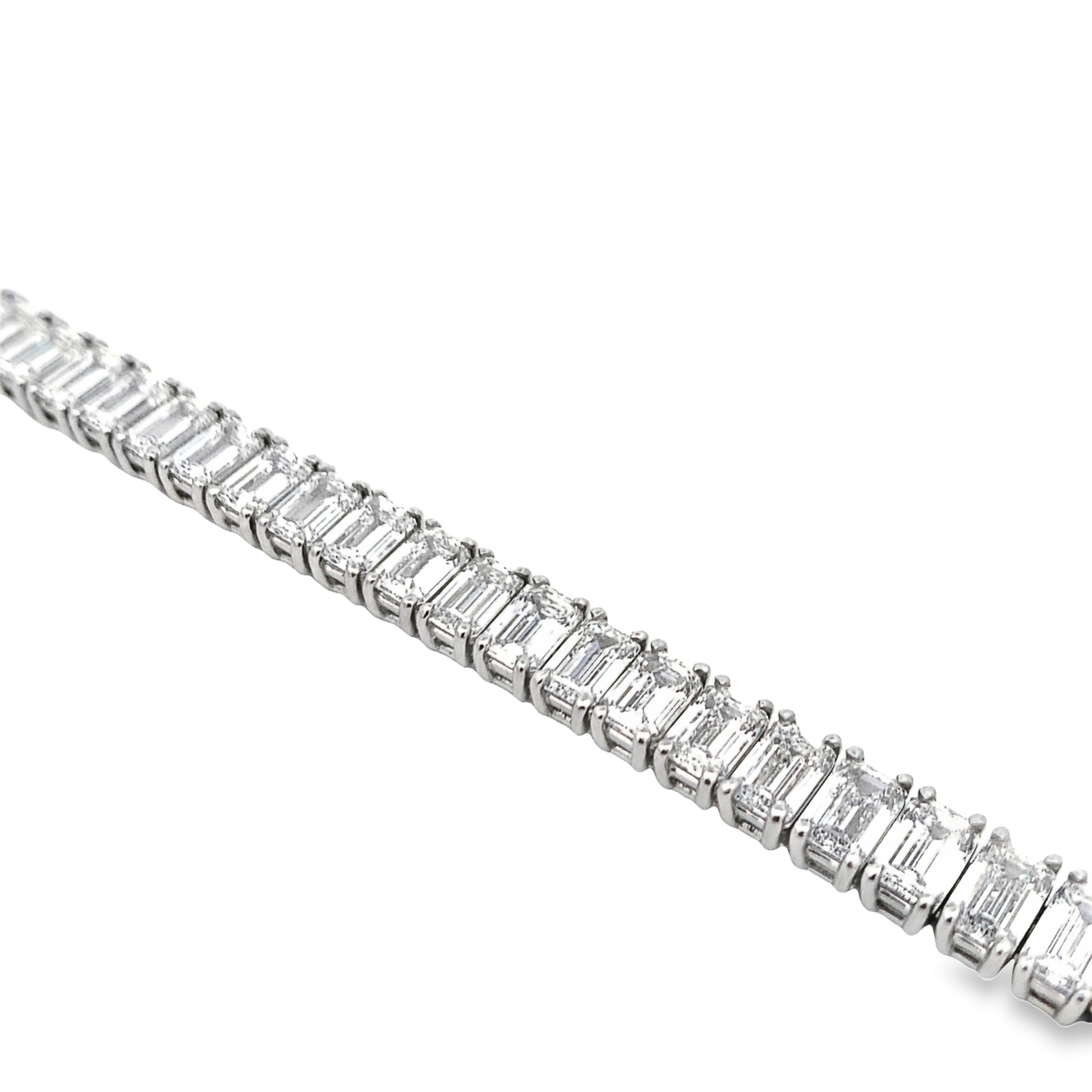 Norman Silverman Platinum Emerald Cut Diamond Tennis Bracelet