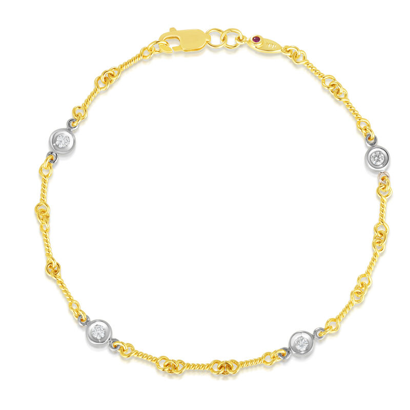 Roberto Coin 18K Yellow and White Gold Diamond Dogbone Bracelet