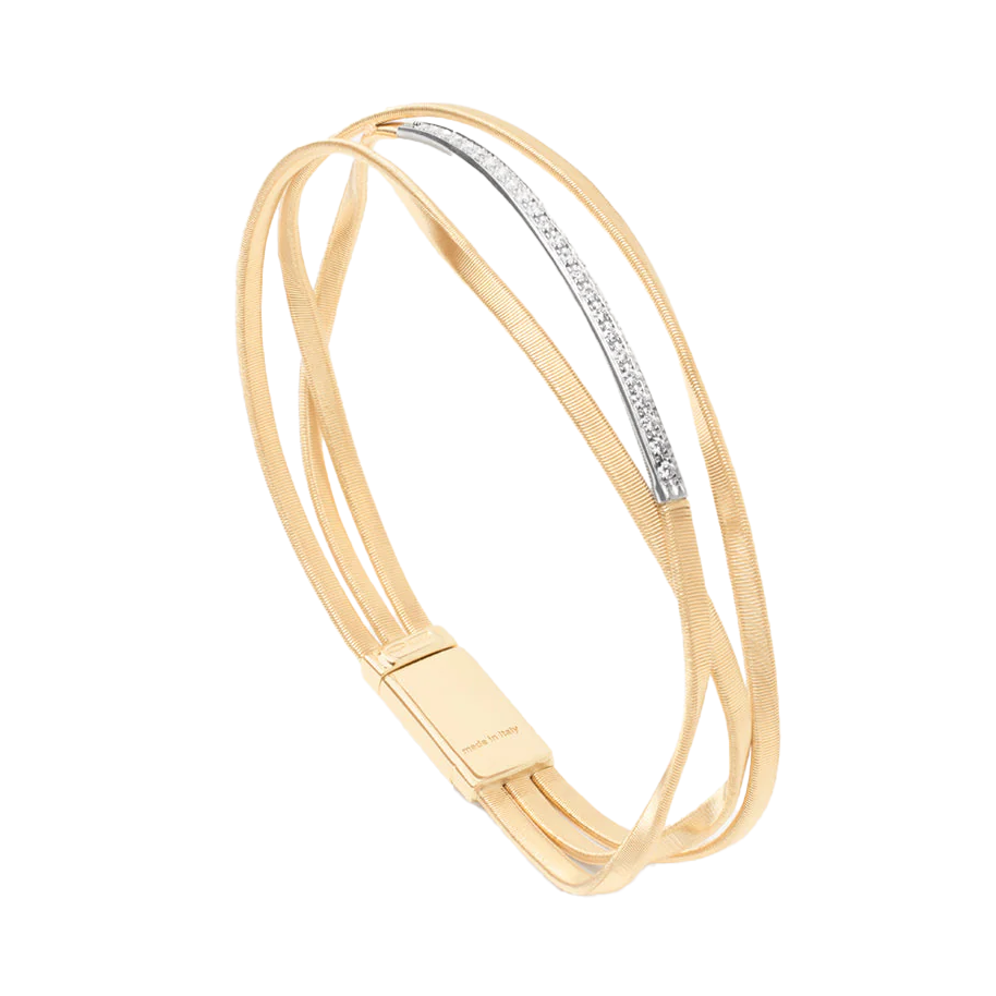 Marco Bicego 18K Two-Tone 3-Strand Diamond Bangle