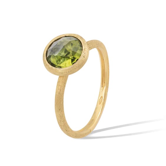 Marco Bicego 18K Yellow Gold Jaipur Ring with 1 Round Peridot & 12 Round Diamonds .09 Tcw F-G VS