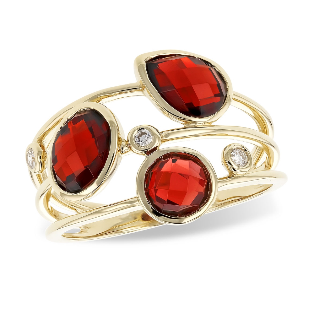 Allison Kaufman 14K Yellow Gold Garnet and Diamond Ring