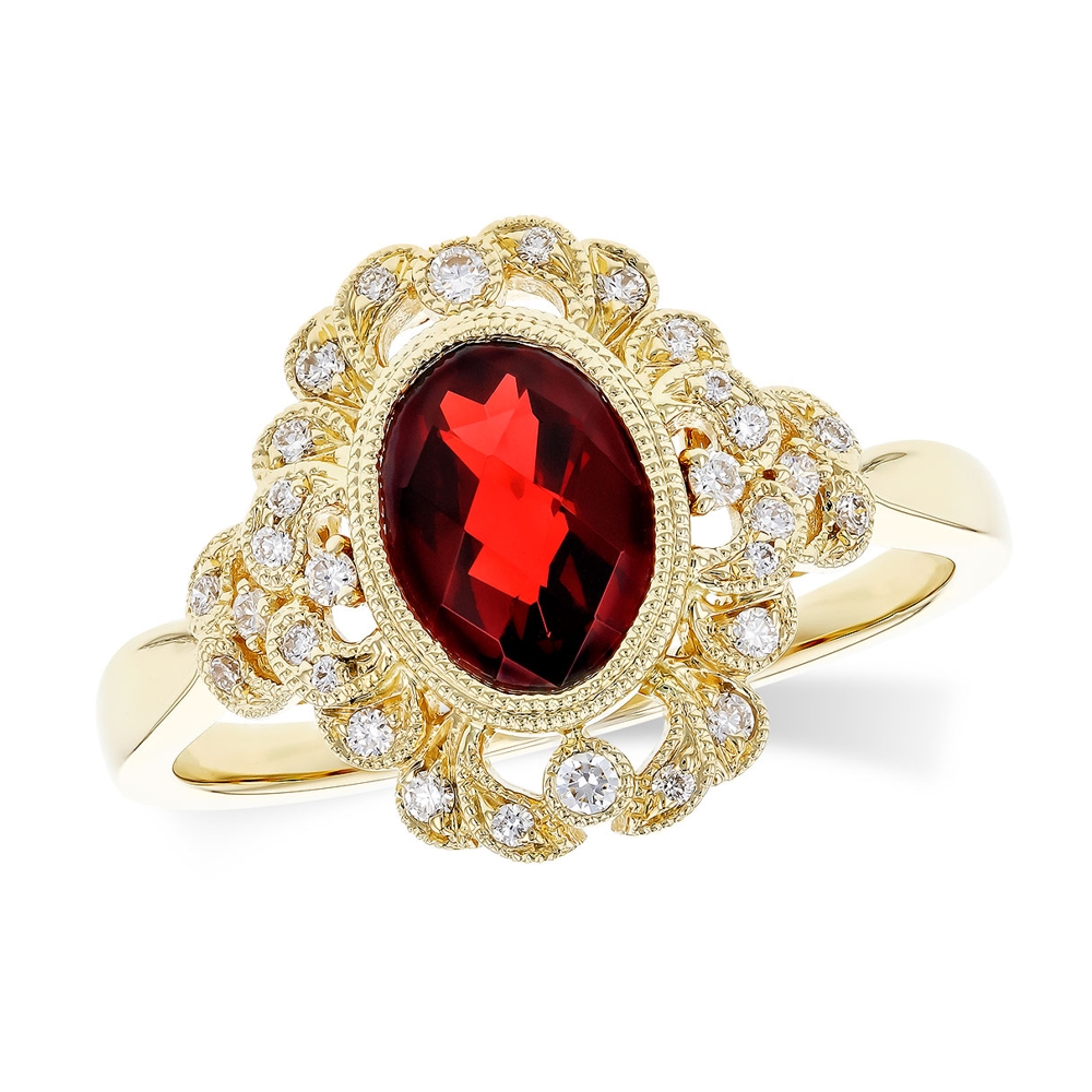 Allison Kaufman 14K Yellow Gold Ring with 1 Oval Garnet