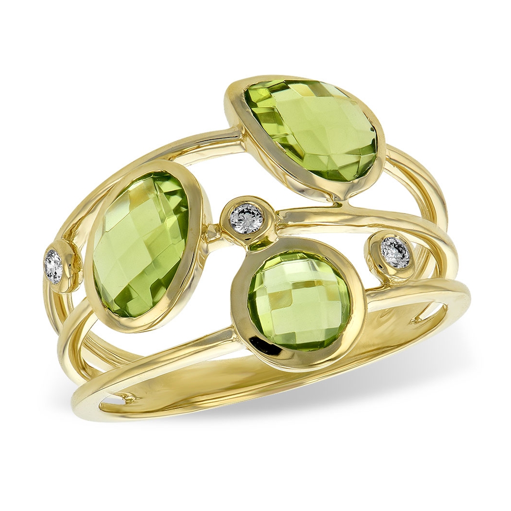 Allison Kaufman 14K Yellow Gold Peridot & Diamond Ring