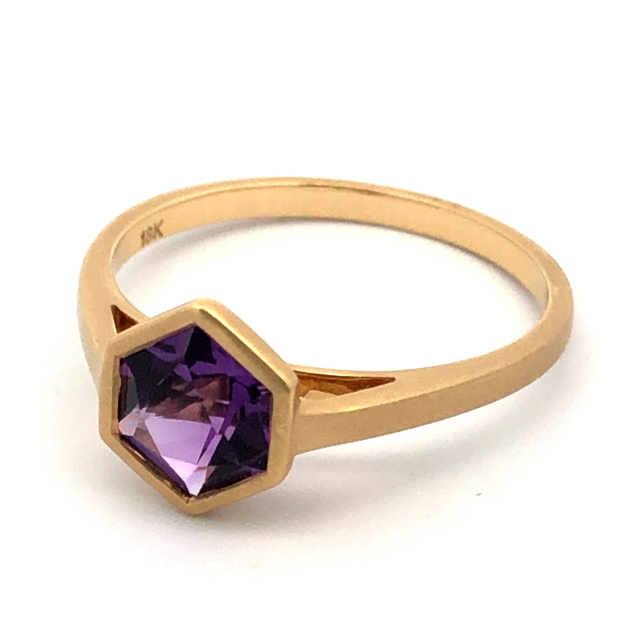 Kimberly Collins 18K Yellow Gold Amethyst Bezel Ring