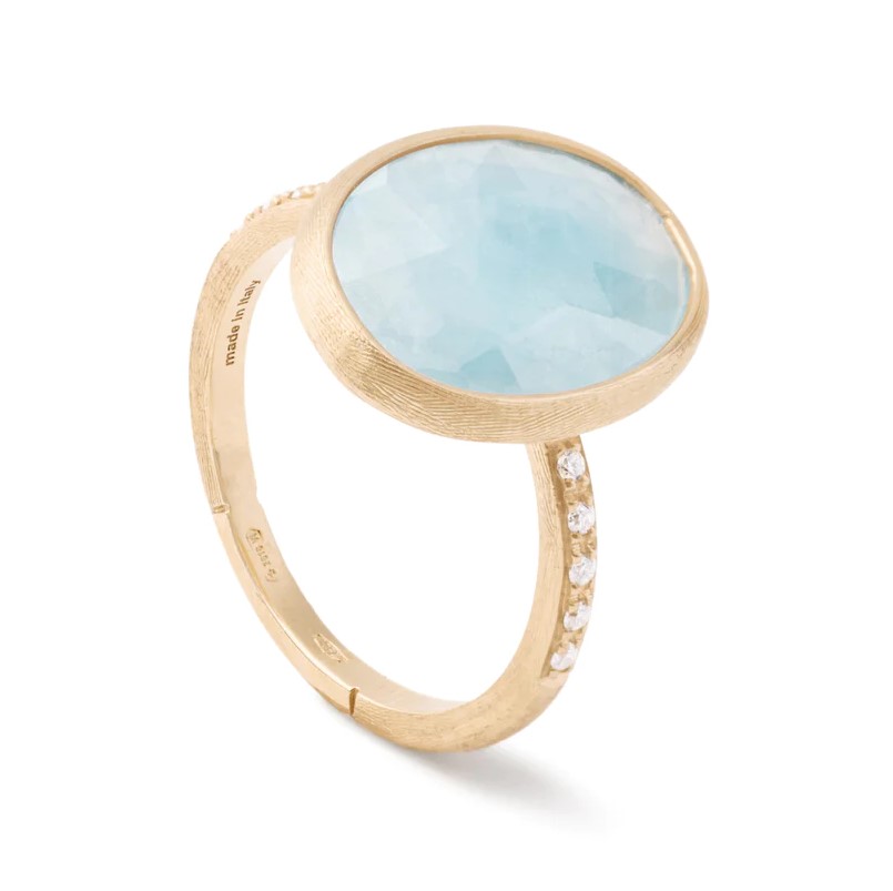 Marco Bicego18K Yellow Gold Siviglia Collection Aquamarine and Diamond Ring
