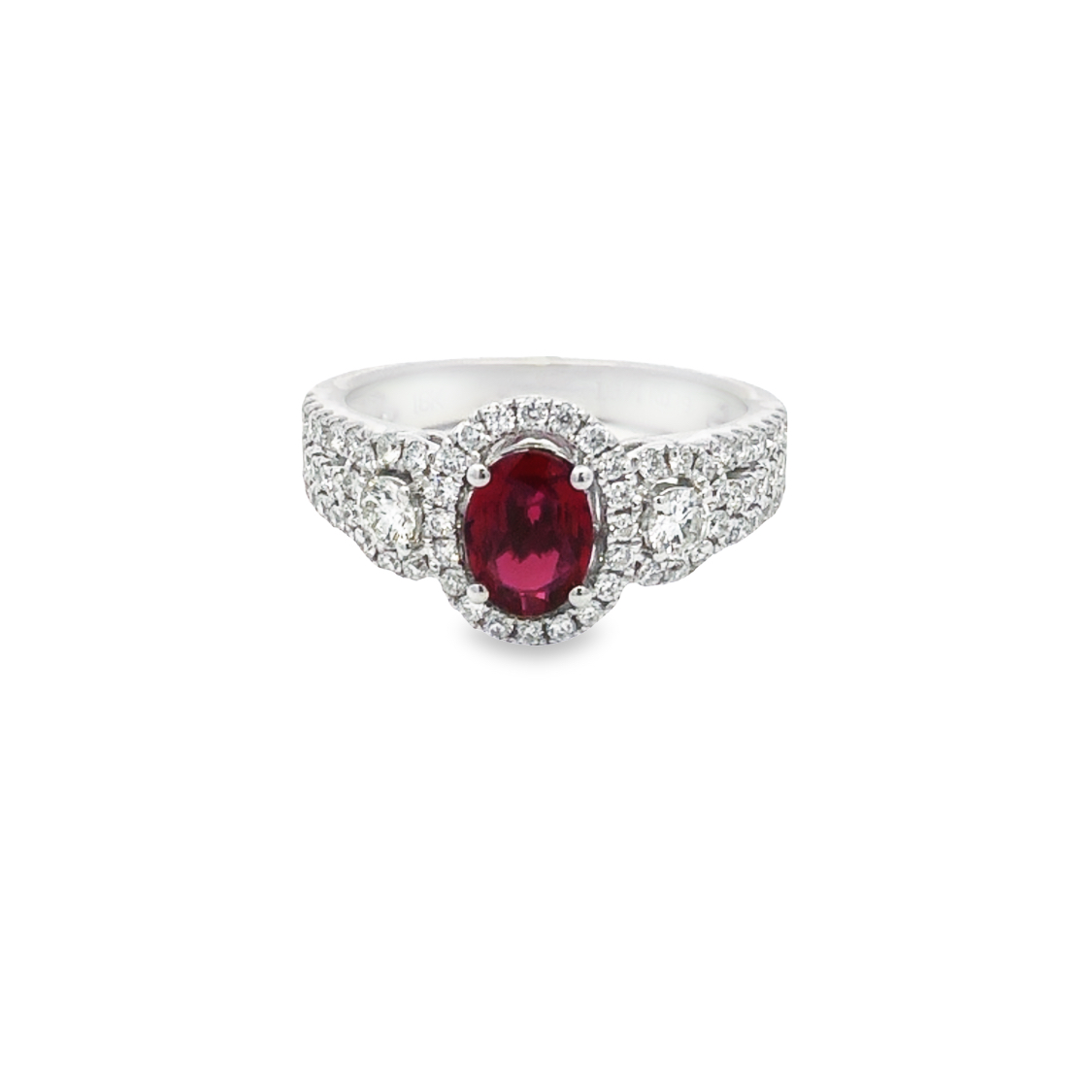 18K White Gold Ruby and Diamond Ring