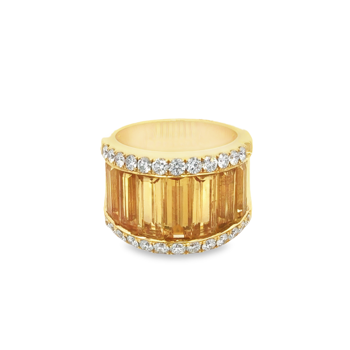 18K Yellow Gold Citrine and Diamond Ring