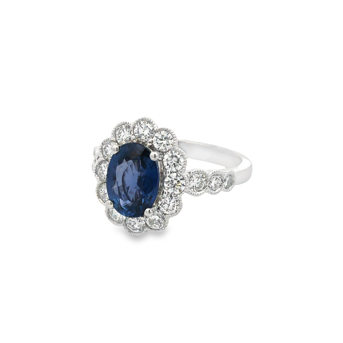 18K White Gold Sapphire and Diamond Ring