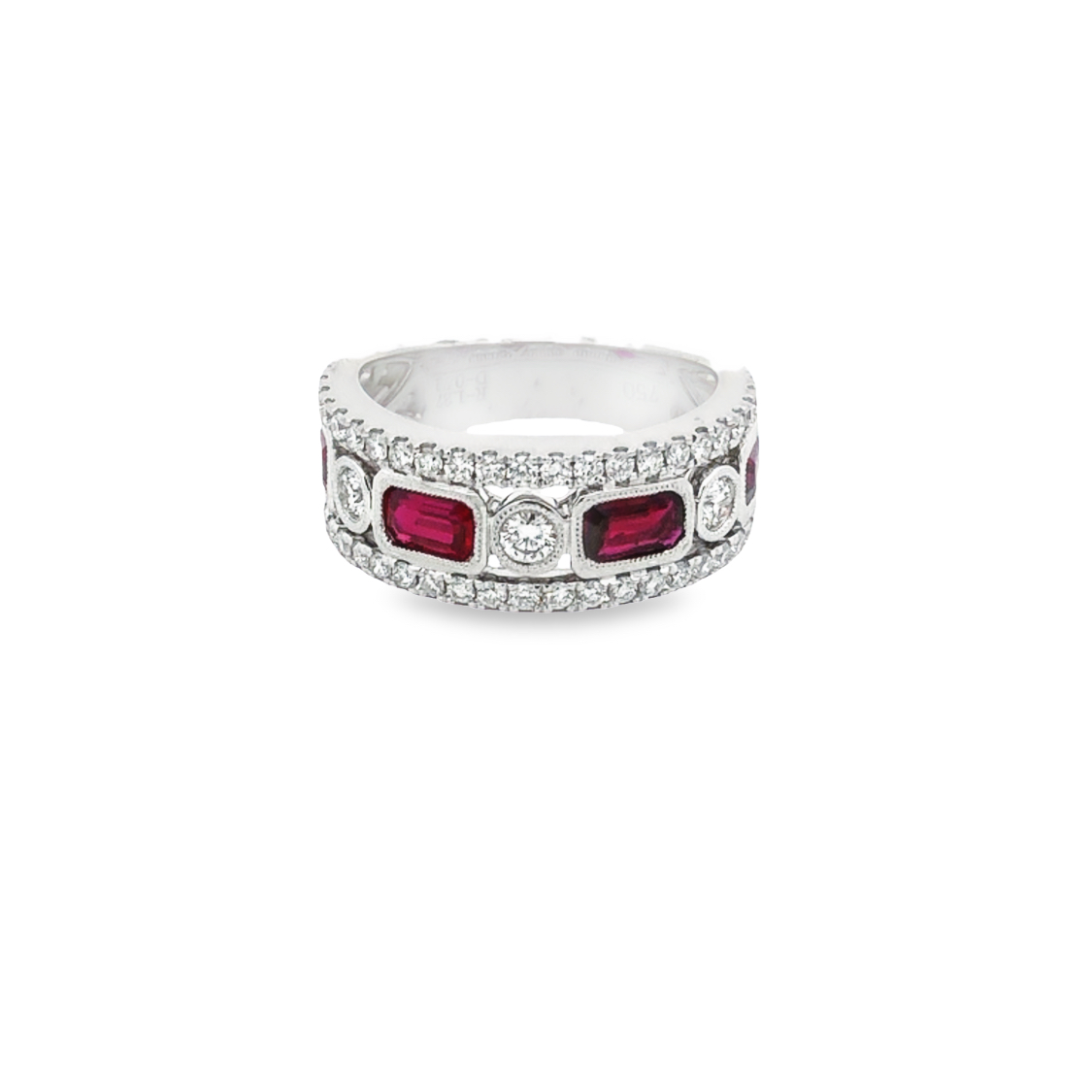 18K White Gold Diamond and Ruby Ring