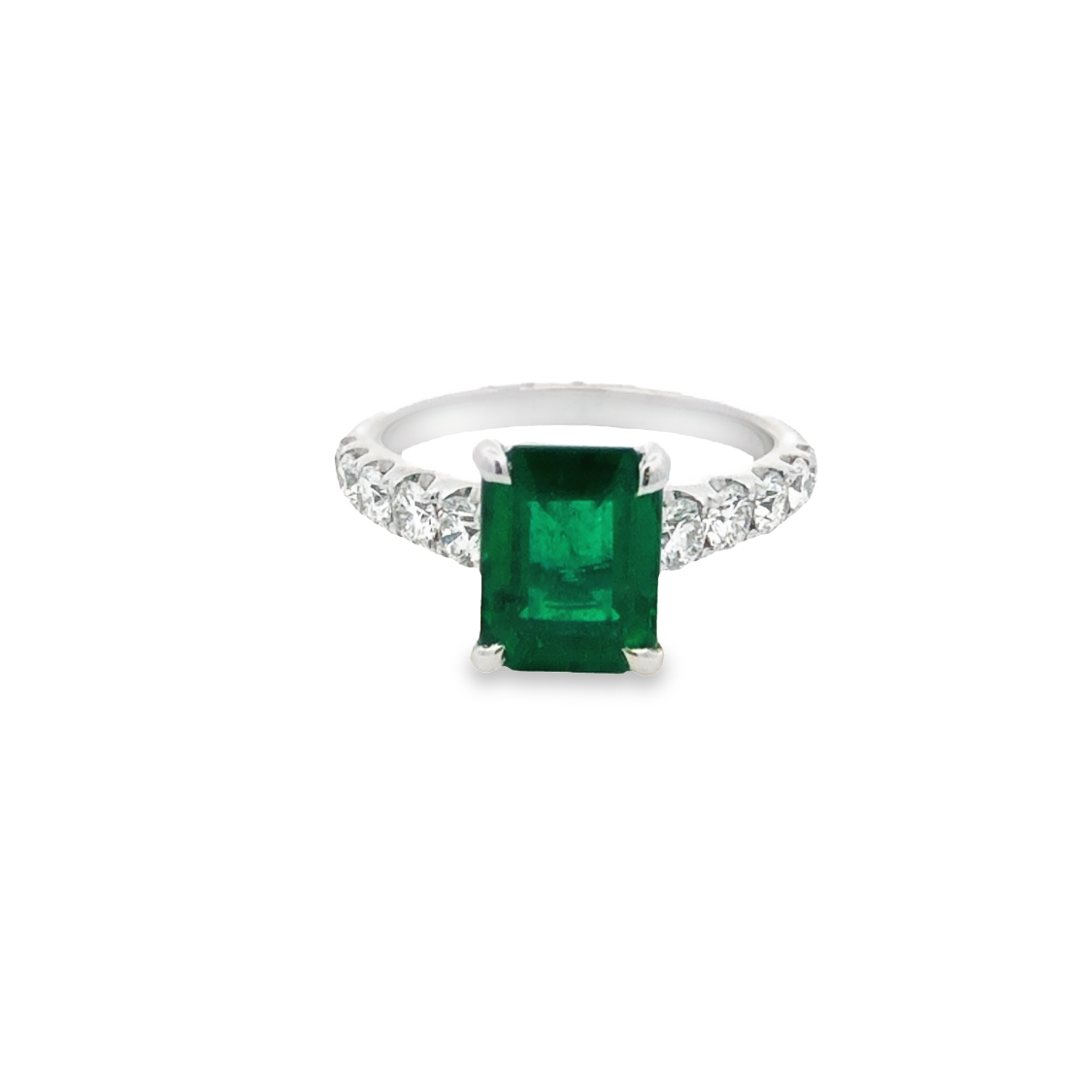 18K White Gold Emerald and Diamond Ring