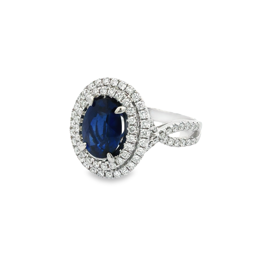 18K White Gold Sapphire and Diamond Ring