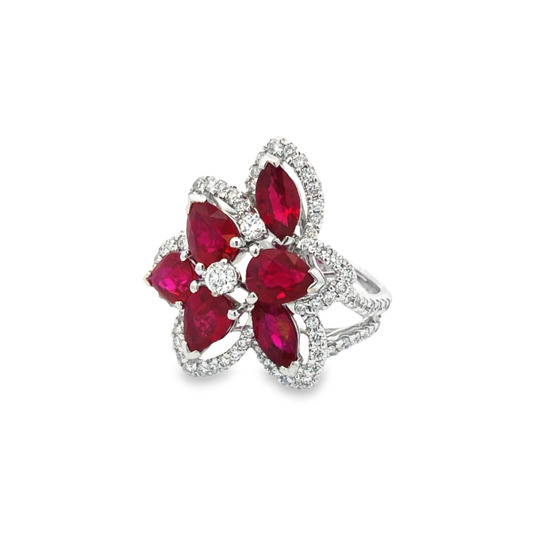 18K White Gold Ruby and Diamond Ring