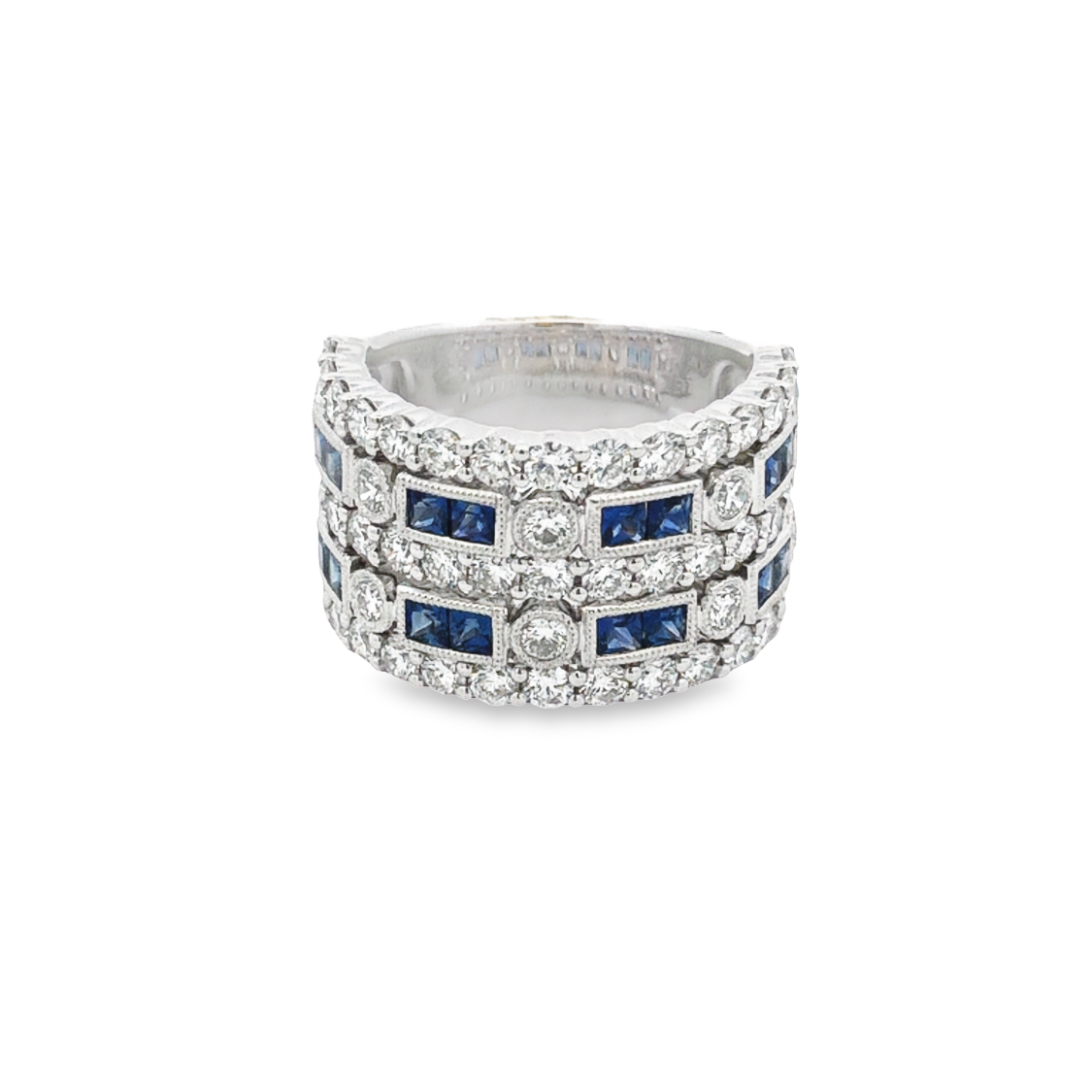 18K White Gold Sapphire and Diamond Band