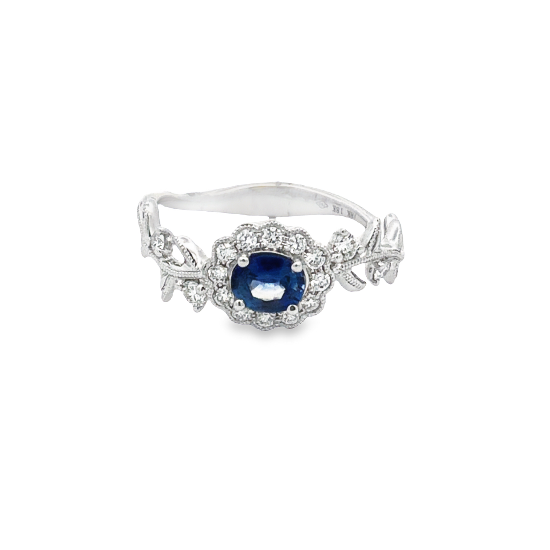 18K White Gold Sapphire and Diamond Floral Ring