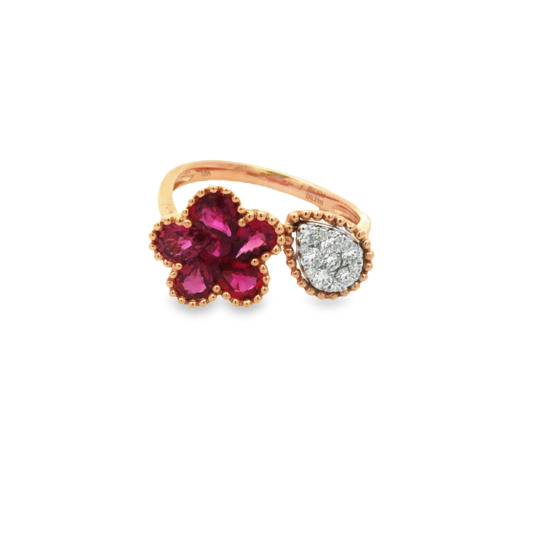 18K Rose Gold Ruby and Diamond Ring