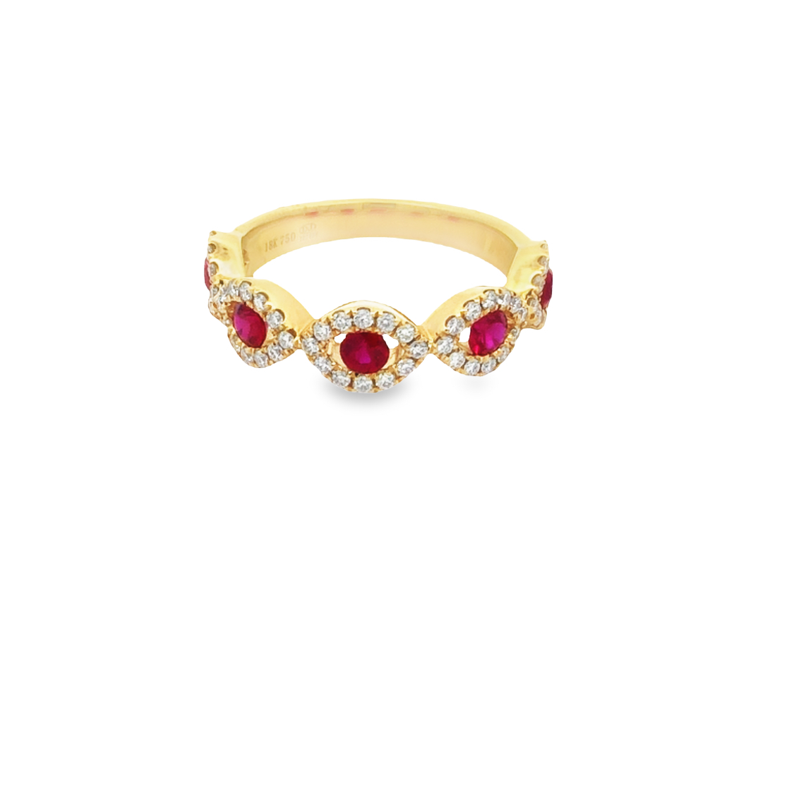 18K Yellow Gold Ruby and Diamond Ring