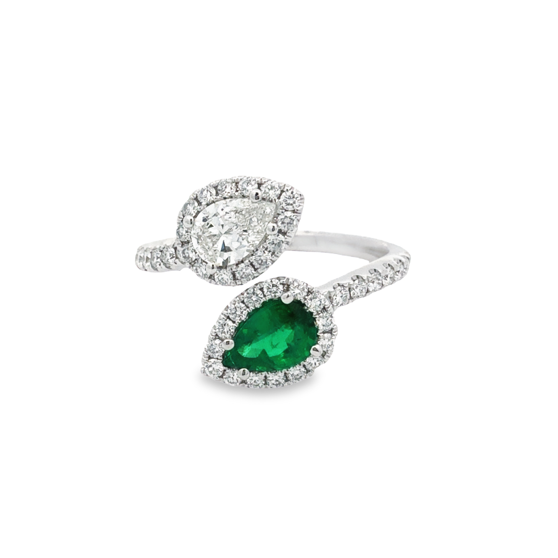 18K White Gold Emerald and Diamond Ring